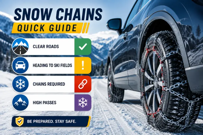 Car with Snow Chains Guide